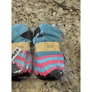 tutuanna Ankle Socks, Pink with Pink and Blue Stripes, 10 pairs. (4290)